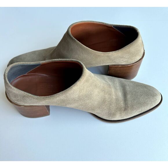 EVERLANE Suede Leather Step Back High Heel Women's Slip On Mules 7 Boho Booties - Picture 5 of 12